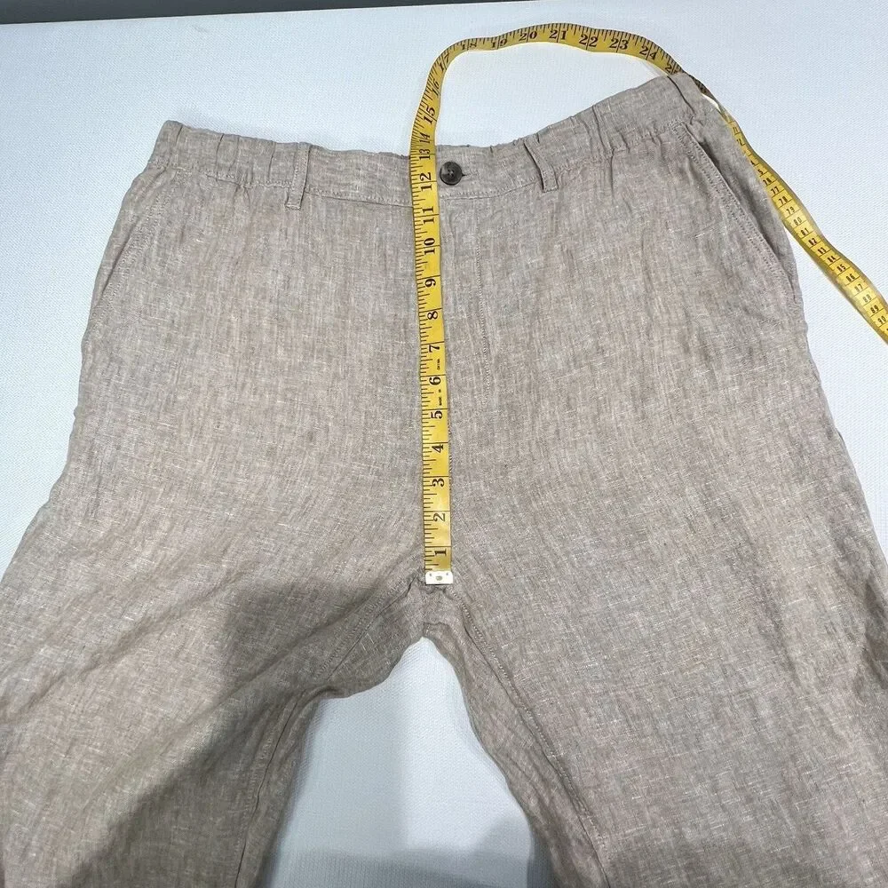 Caribbean Mens 100% Linen Pants Sz 38x31 Beige Draw String Resort Preppy Beachy